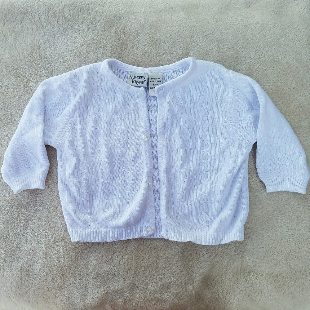 Knit Infant Sweater - White with Buttons